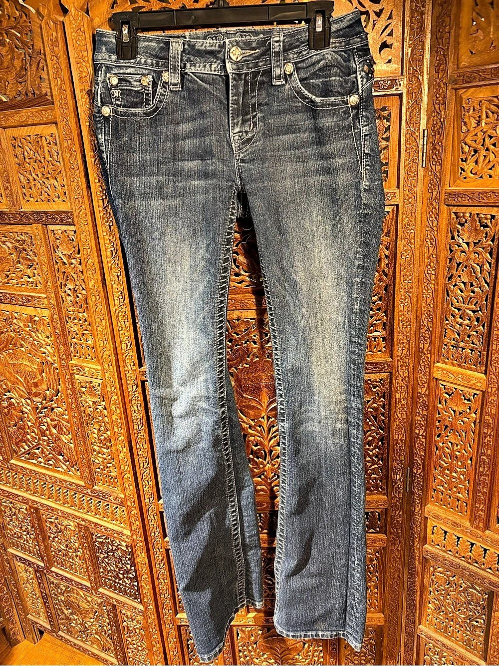 Miss Me Embellished Skinny Jeans in Blue